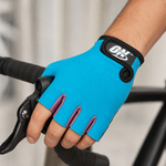 Guante Corto de Ciclismo Azul Claro y Morado Texturado
