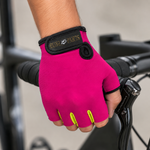 Guante corto ciclismo color fucsia y amarillo