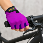 Guante corto ciclismo color fucsia y violeta