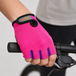 Guante corto ciclismo color rosa y violeta