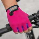 Guante corto ciclismo color rosa oscuro y violeta