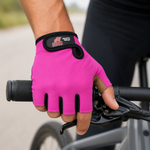Guante corto ciclismo color rosa magenta y negro
