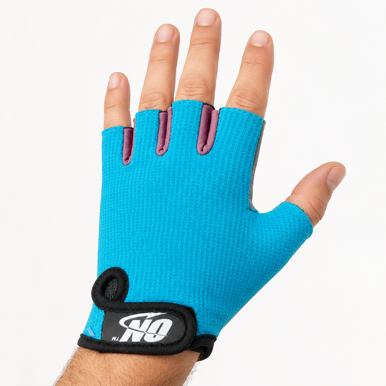 Guante Corto de Ciclismo Azul Claro y Morado Texturado