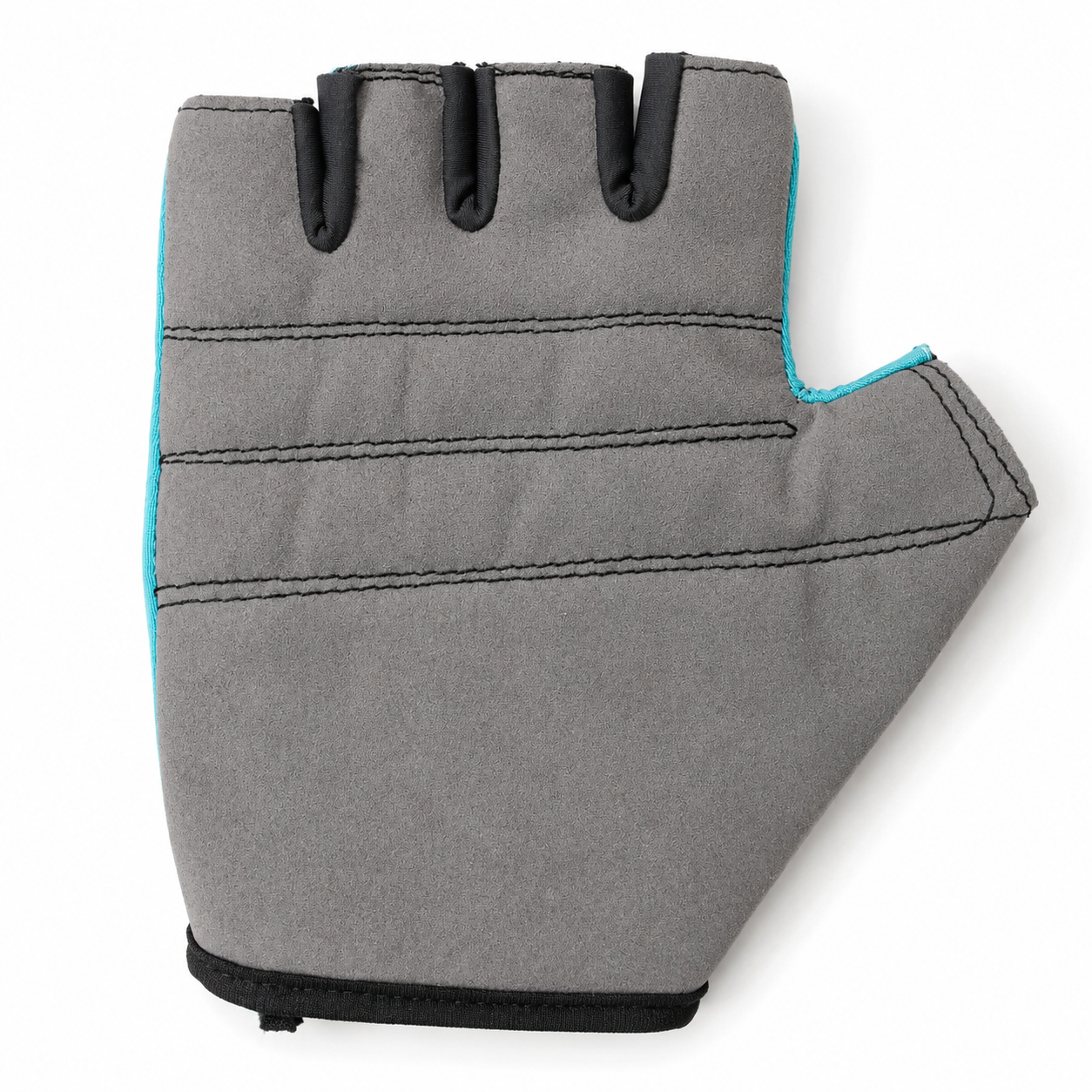 Guante corto ciclismo color azul claro con gris liso interior gris