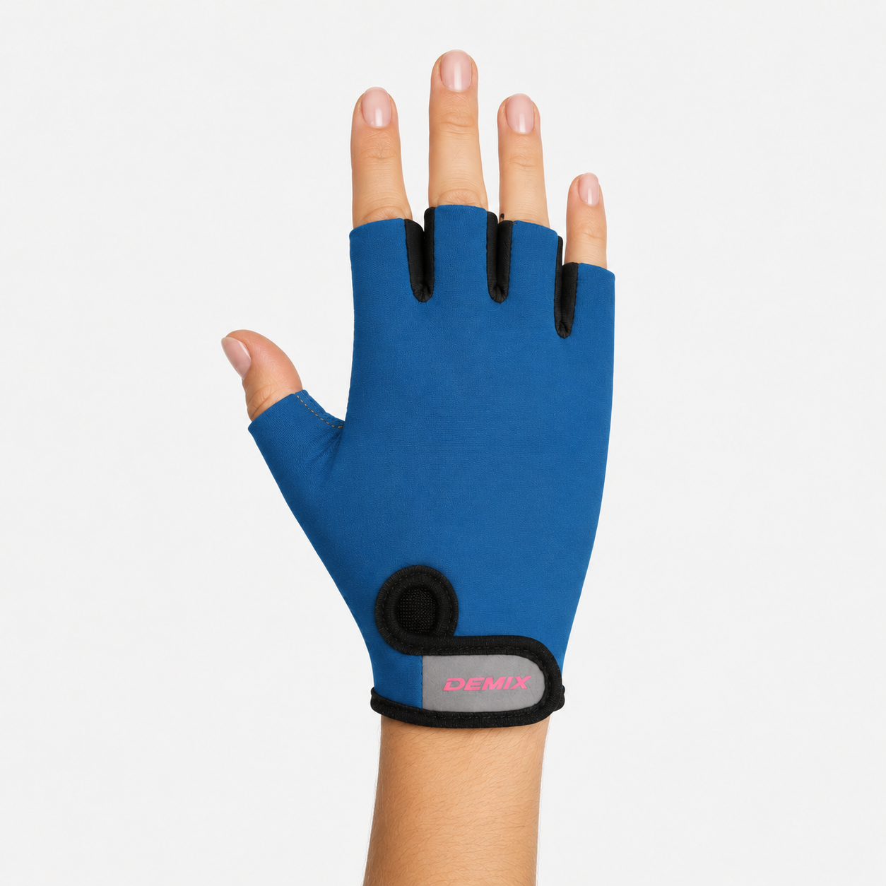 Guante Corto de Ciclismo Azul, Gris y Marrón Oscuro