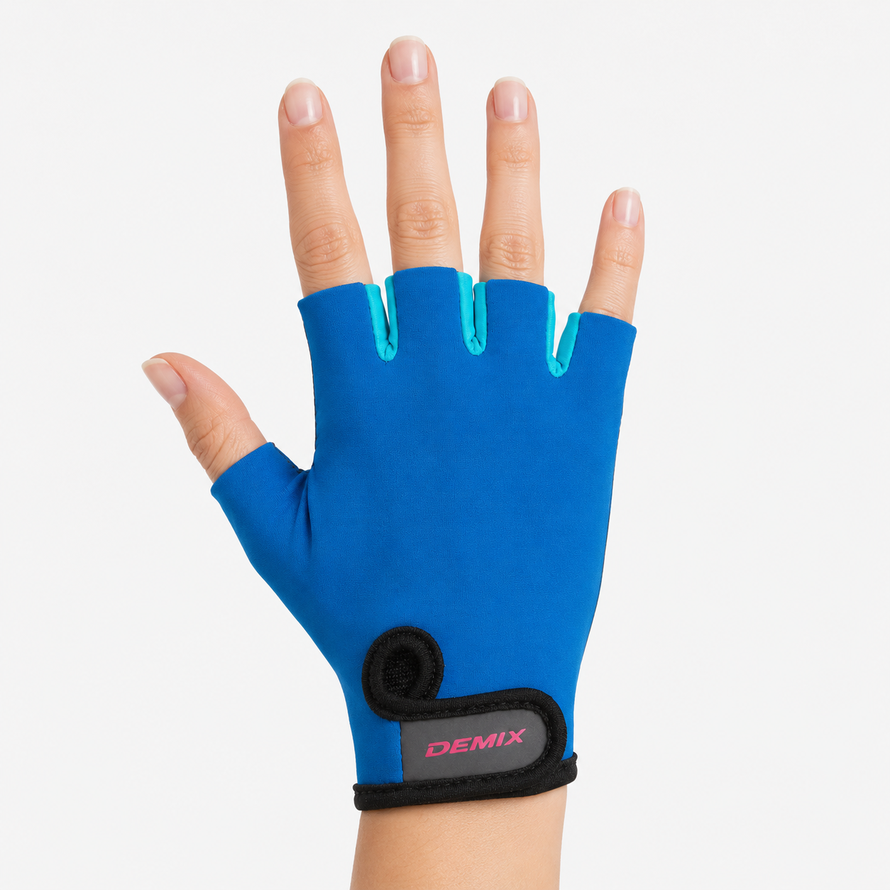 Guante corto ciclismo color azul con turquesa
