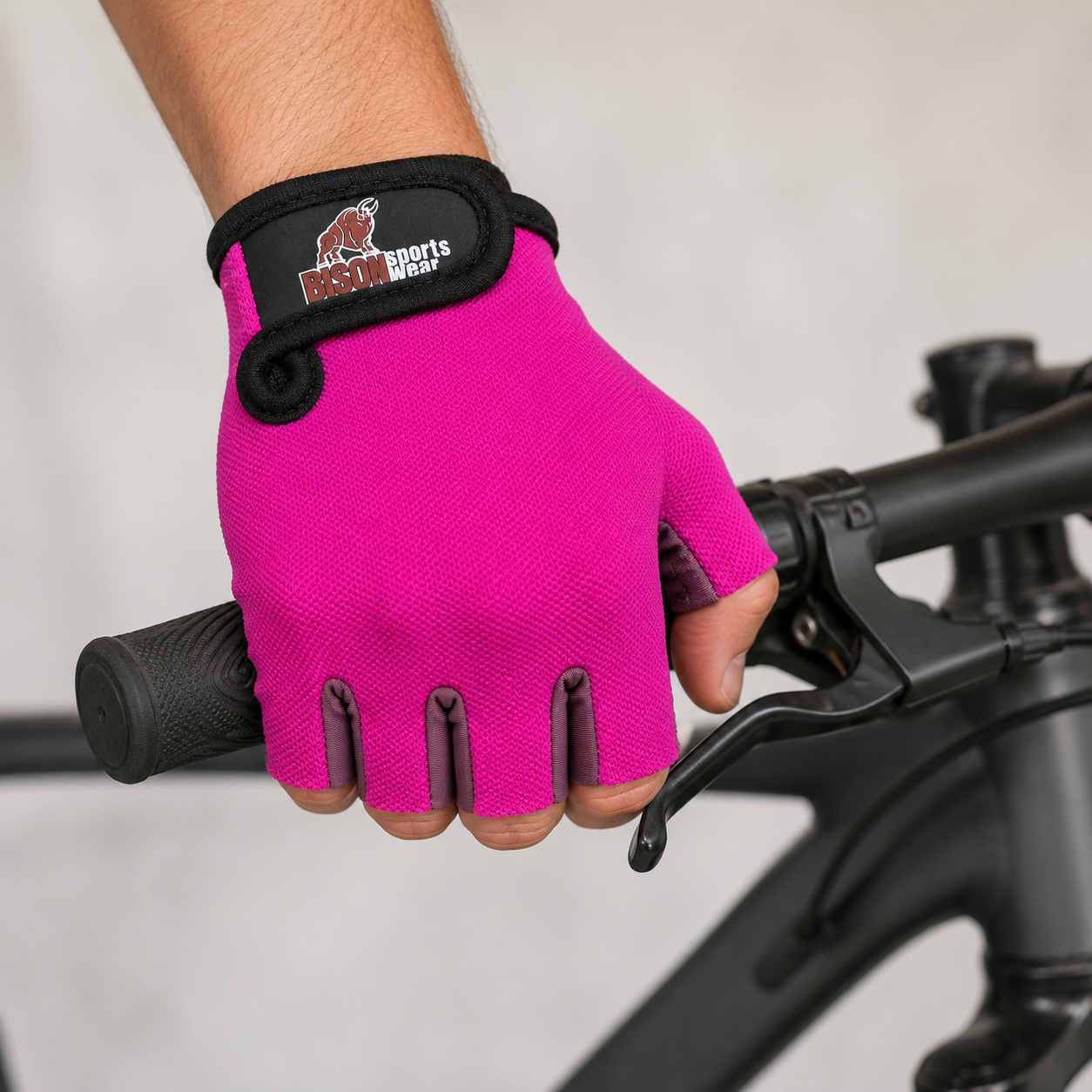 Guante corto ciclismo color fucsia y morado texturado