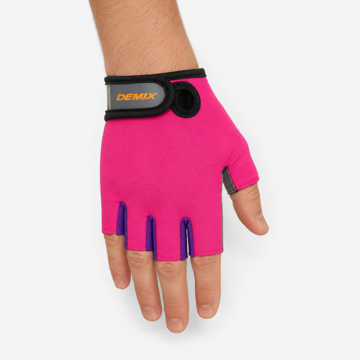 Guante corto ciclismo color rosa y violeta
