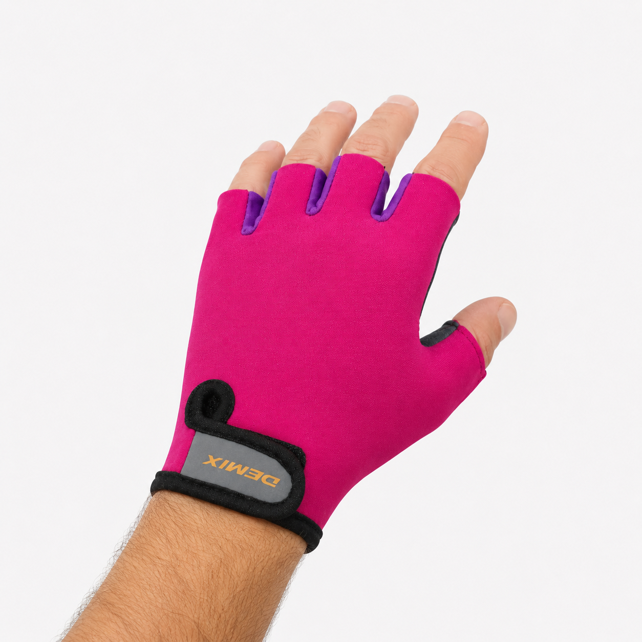 Guante corto ciclismo color rosa oscuro y violeta