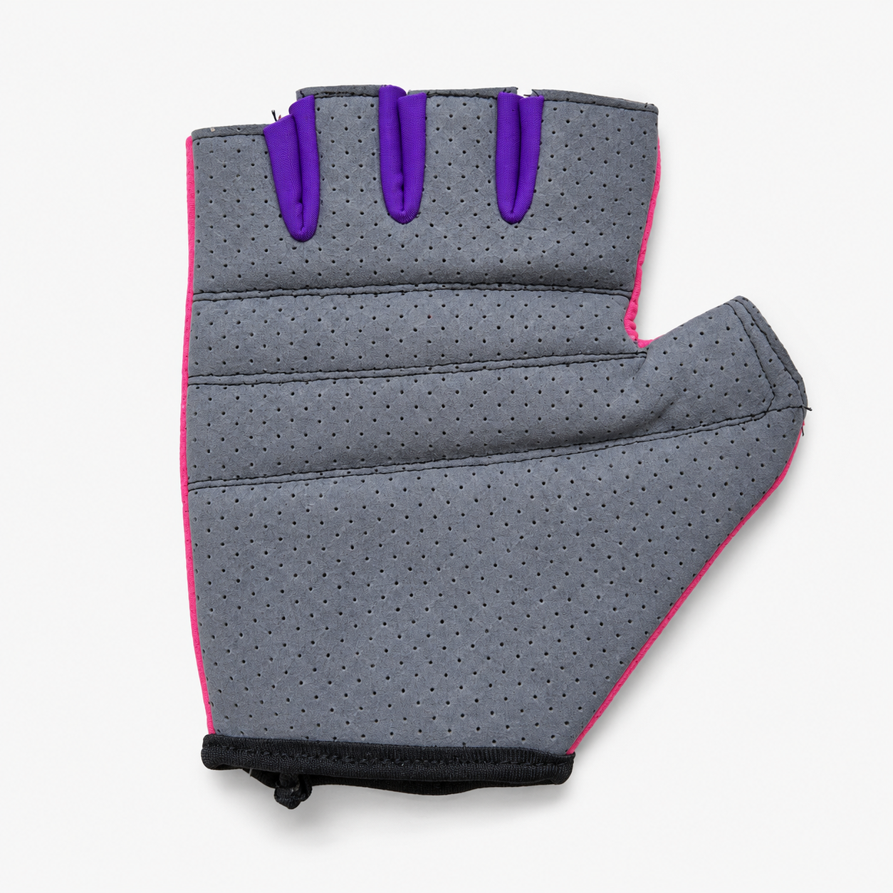 Guante corto ciclismo color rosa oscuro y violeta texturado