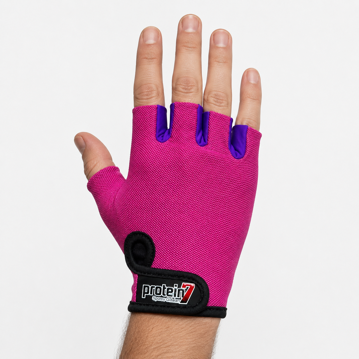 Guante corto ciclismo color rosa claro y violeta texturado