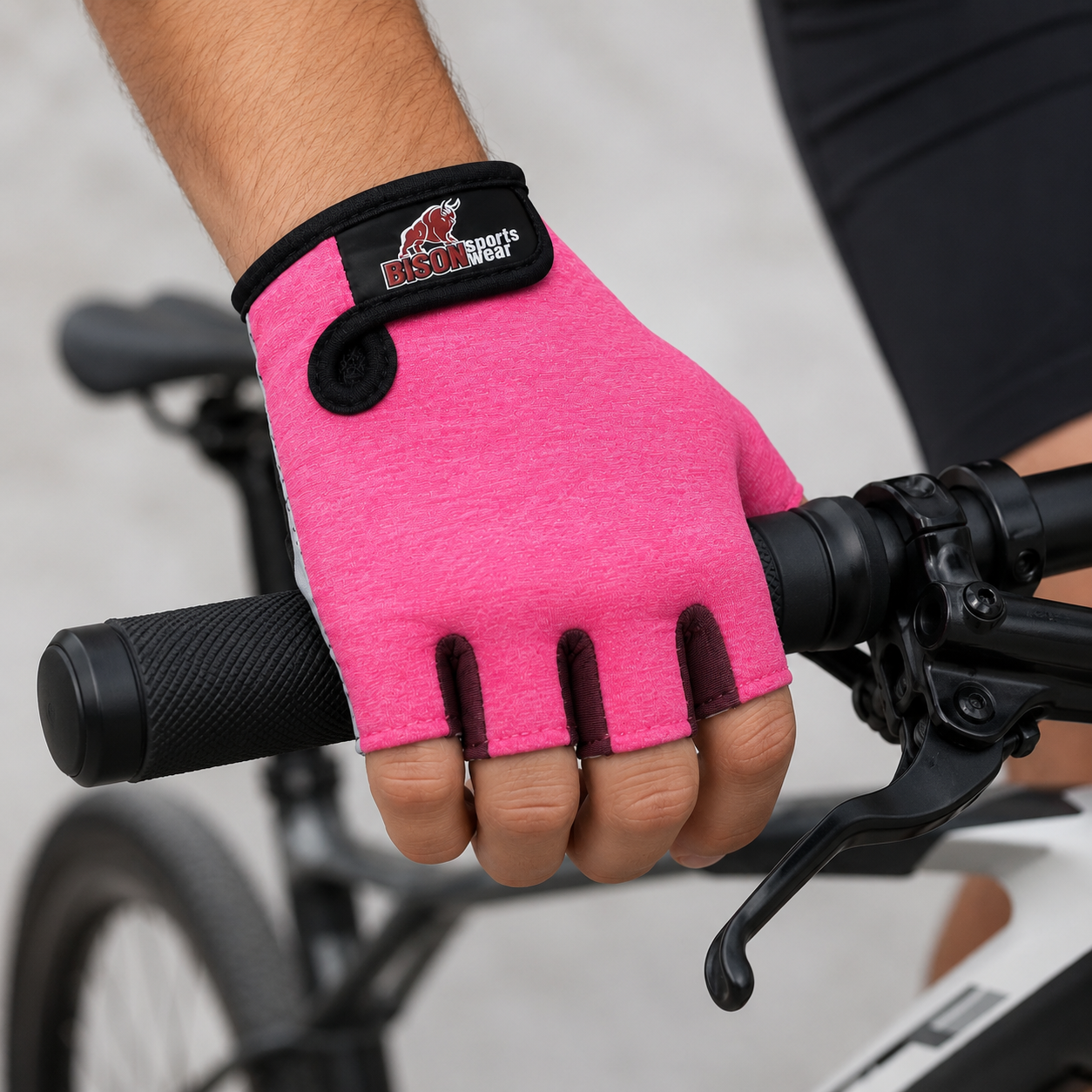 Guante corto ciclismo color rosa chicle y morado